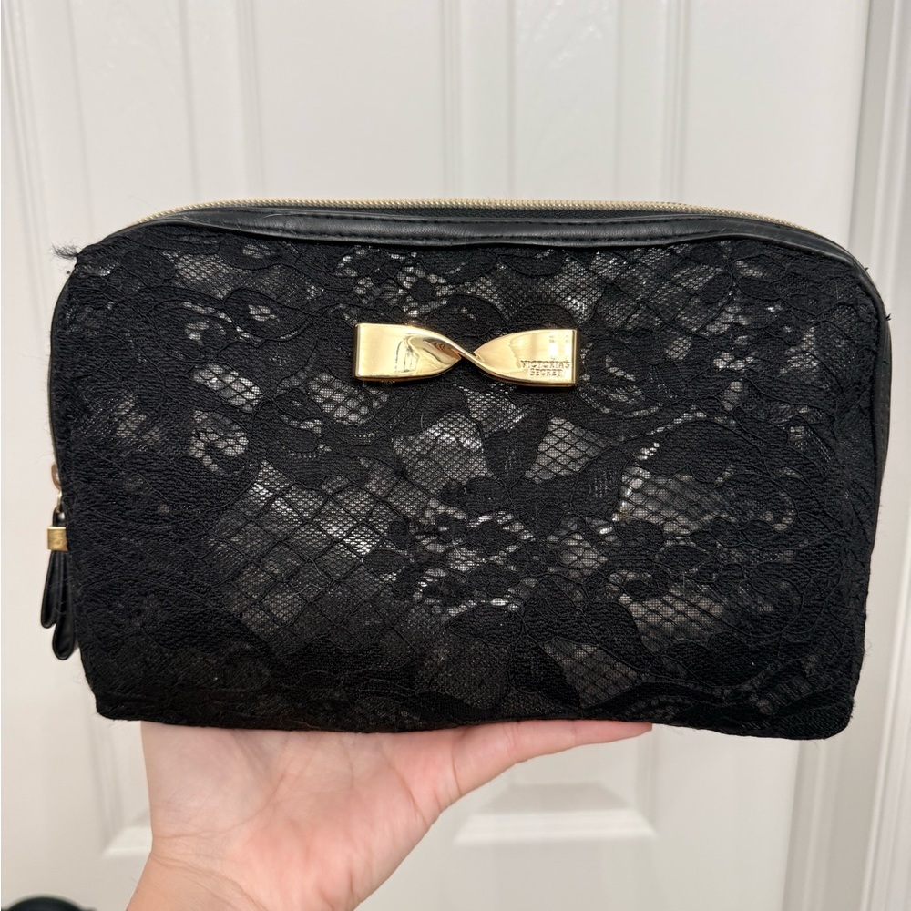 Victoria’s Secret Black Lace Makeup Bag Cosmetic Travel Pouch
